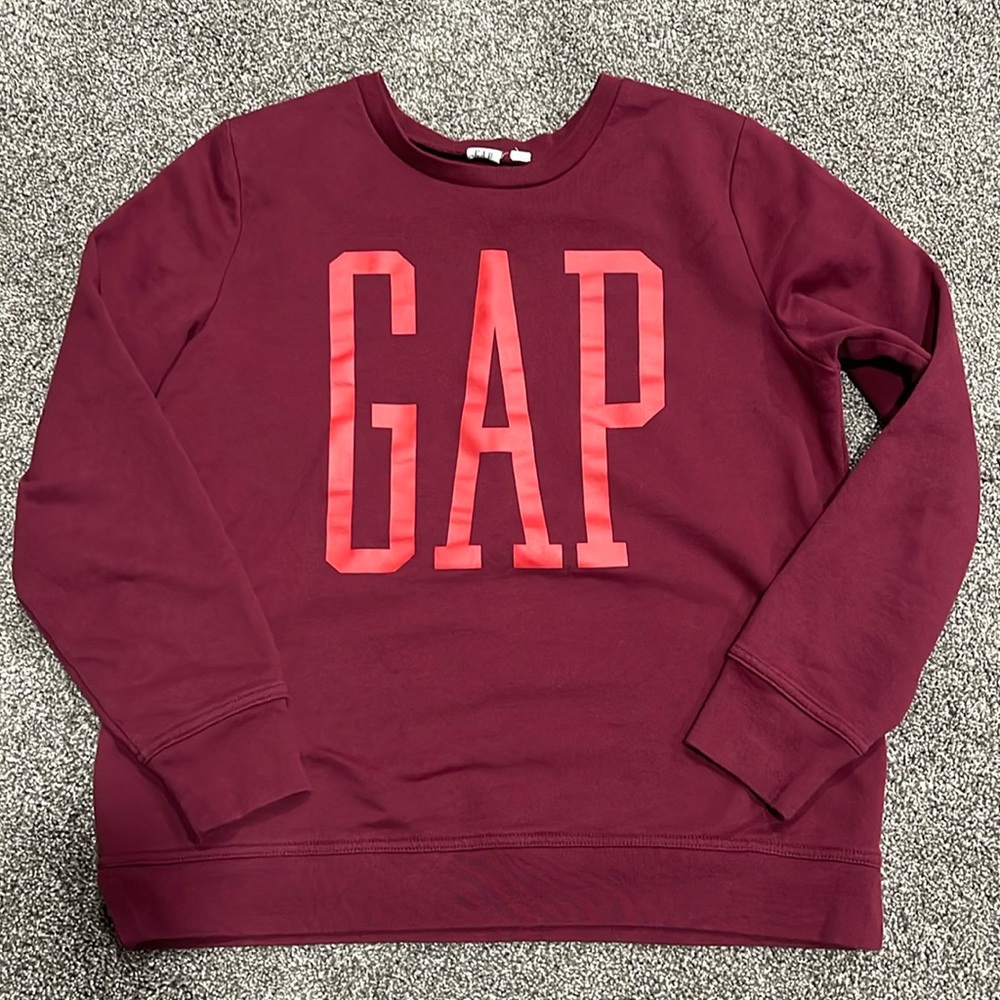 GAP Burgundy Sweatshirt with Pink Logo